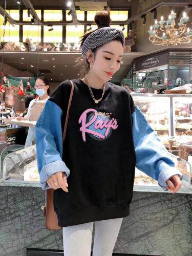 欧版拼牛仔卫衣，女装卫衣/绒衫，一杭