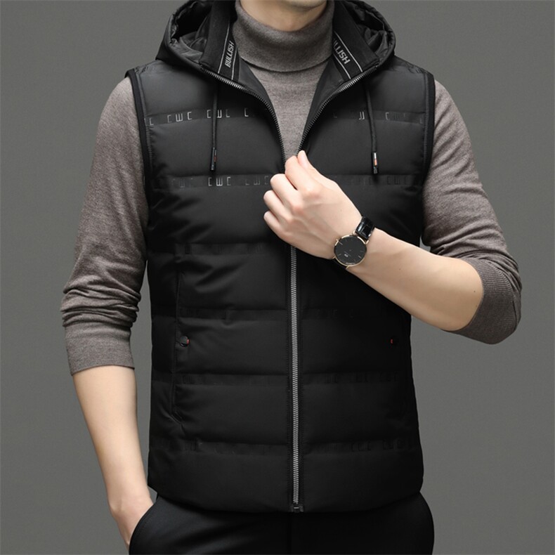 22冬季新款羽绒马甲男保暖外套90鸭绒纯色休闲连帽ZG22950-P170,男装羽绒服,钱塘6003（原4033）