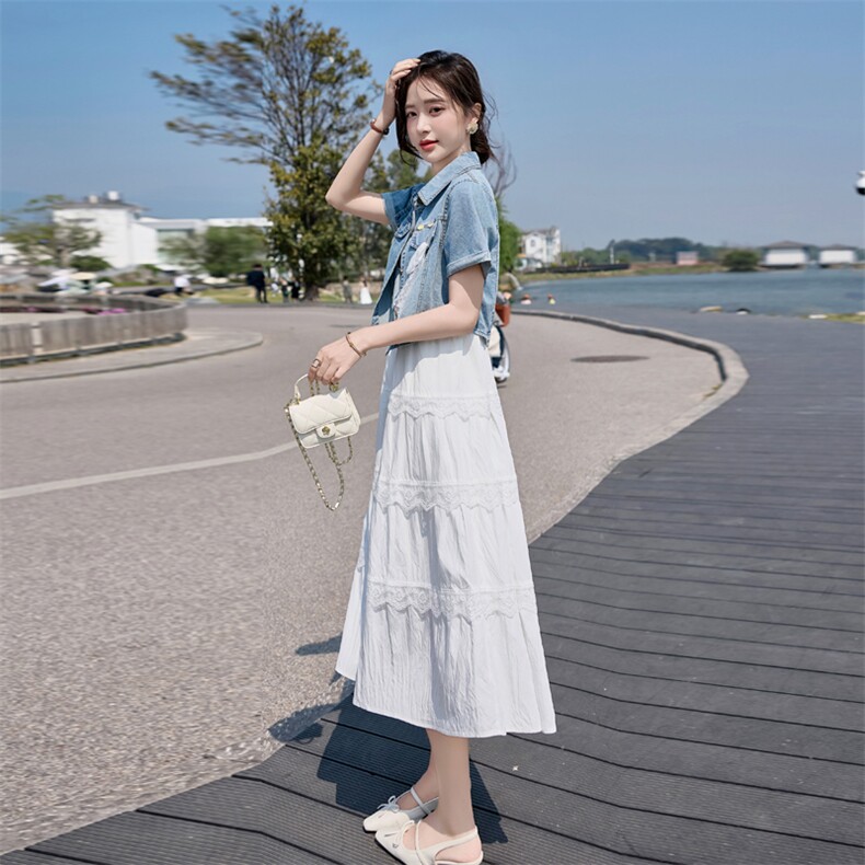 2025夏新品现货度假风连衣裙+牛仔两件套2C056-9506-P145-K208,女装连衣裙,2C256