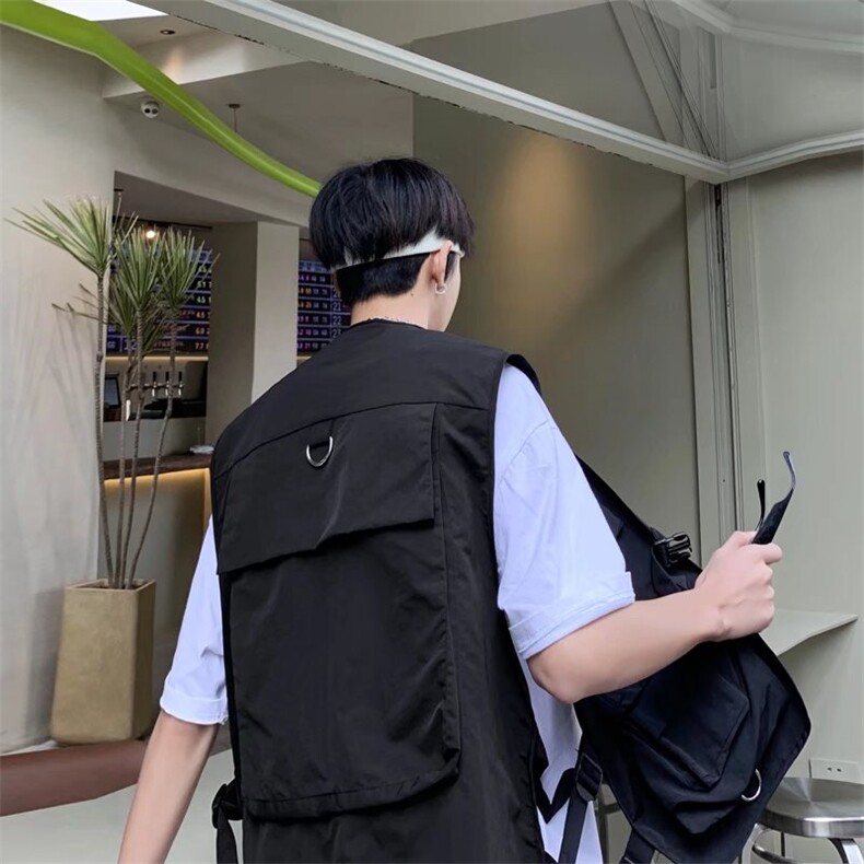 日系潮牌ins说唱机能背心多口袋工装马甲男女款粉色外套W2489-P38,男装背心/马甲,星座412-2