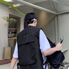 日系潮牌ins说唱机能背心多口袋工装马甲男女款粉色外套W2489-P38，男装背心/马甲，星座412-2