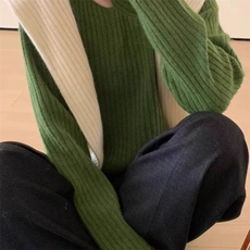 秋季新款纯色针织圆领套头上衣时尚百搭，女装针织衫/毛衣，泰沅羊绒