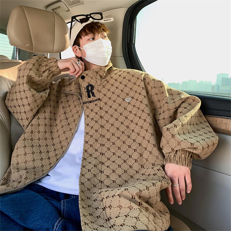 2025秋冬装新款港风情侣夹克字母宽松外套男女，男装夹克，星座201-2