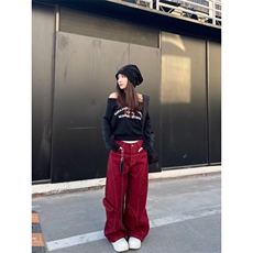 【现货】弯刀牛仔裤男女美式高街设计感工装阔腿裤子F1085P58，男装牛仔裤，星座1112-1