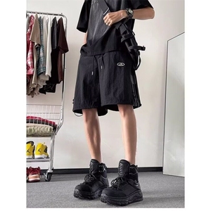三条杠运动短裤男生夏季少年感美式冰丝裤子青少年宽松休闲五分裤图片