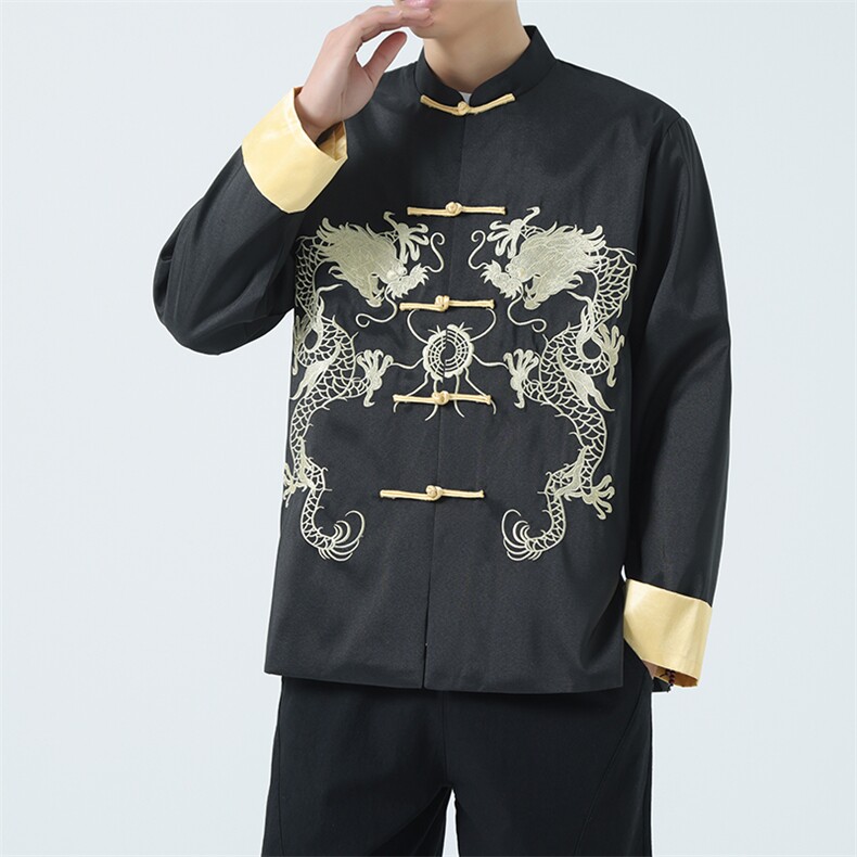 JK2319^春秋季风男士刺绣唐装夹克潮牌大码复古盘扣休闲外套，男装夹克，钱塘777(原3023)