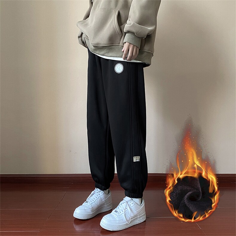 加绒加厚休闲裤男宽松2022潮男束脚裤子ns港风潮男裤K0835-P38,男装休闲裤,星座308B-1