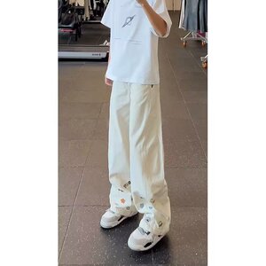 泼墨涂鸦卫裤男秋季新款宽松潮休闲长裤美式潮牌束脚运动裤子潮图片