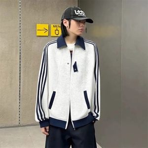 抖音得物品质秋冬美式高街重磅结构拼接织带翻领卫衣夹克外套W113图片