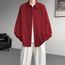 8XL-M泡泡纱盐缩肌理长袖衬衫男夏季冰丝外套防晒衬衣CS29007P40，男装衬衫，电商B312