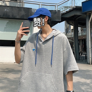 特P38控68 华夫格冰丝连帽短袖男夏季外套中性宽松LM01图片