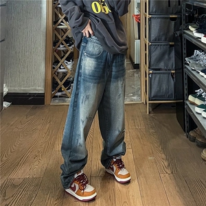 高街牛仔裤男韩版潮做旧2024春秋新款ins宽松百搭长裤RK1023-P41图片