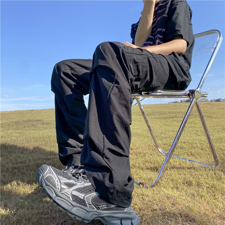 高街2023夏季新款潮流街头褶皱休闲长裤B315-K23379-P60控78,男装休闲裤,电商B315