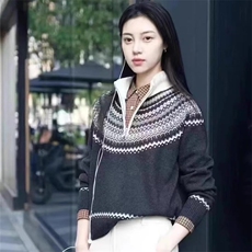 2025年秋季时尚潮流长袖立领拉链毛衣针织衫女，女装针织衫/毛衣，珍珑羊绒
