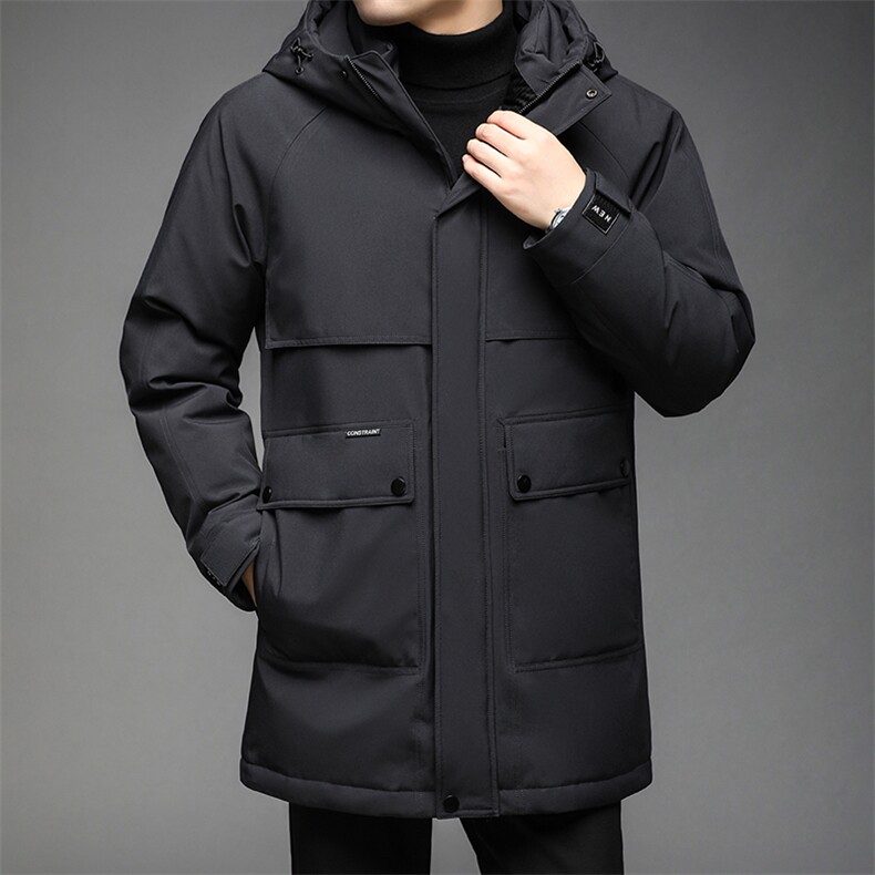 冬季新款中老年休闲连帽羽绒服男士外套爸爸装上衣QLMF8621-P315图片