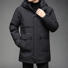 冬季新款中老年休闲连帽羽绒服男士外套爸爸装上衣QLMF8621-P315，男装羽绒服，电商B212（原钱塘6029）