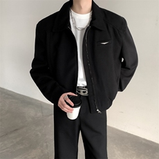 cleanfit短款夹克男复古小众金属垫肩廓形拉链呢子外套W6646-P57，男装夹克，星座412-1
