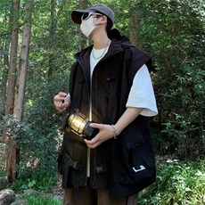 夏季薄款马甲男新款情侣港风日系宽松休闲马夹外搭连帽外套，男装衬衫，星座716-3