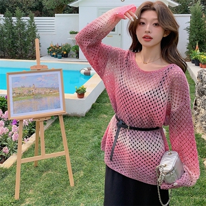 御姐风镂空罩衫黑色吊带连衣裙套装女2025春季新款气质显瘦两件套图片