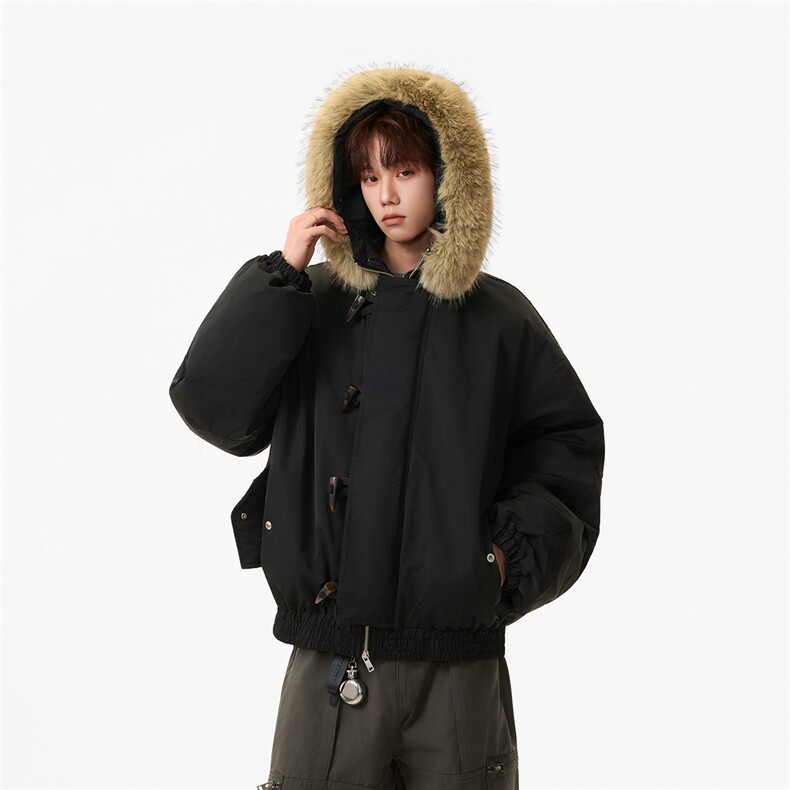 （手塞棉）冬季毛领加厚棉服牛角扣连帽上衣MF002-P130-控239,男装棉衣,星座216(原A116)