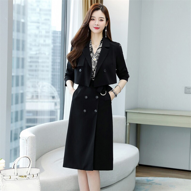 职业套装女2023春秋新款时尚气质女神范收腰短款西装连衣裙两件套,女装套装/套裙,江南富贵女