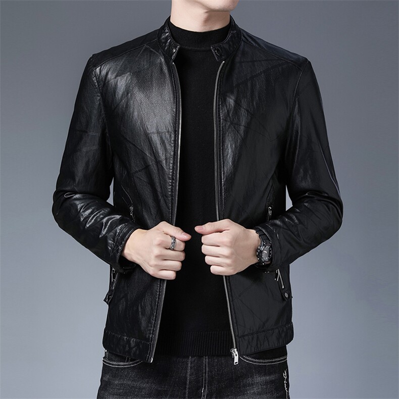 21冬季新款皮衣羽绒服休闲宽松翻领外套男士90%白鸭绒ZG3317-P195，男装羽绒服，电商B212（原钱塘6029）