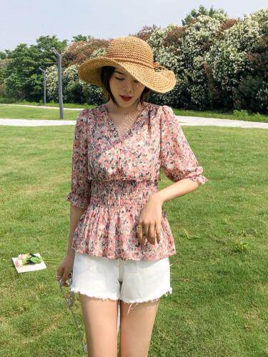 百搭花色收腰美上衣，女装，百变诱惑