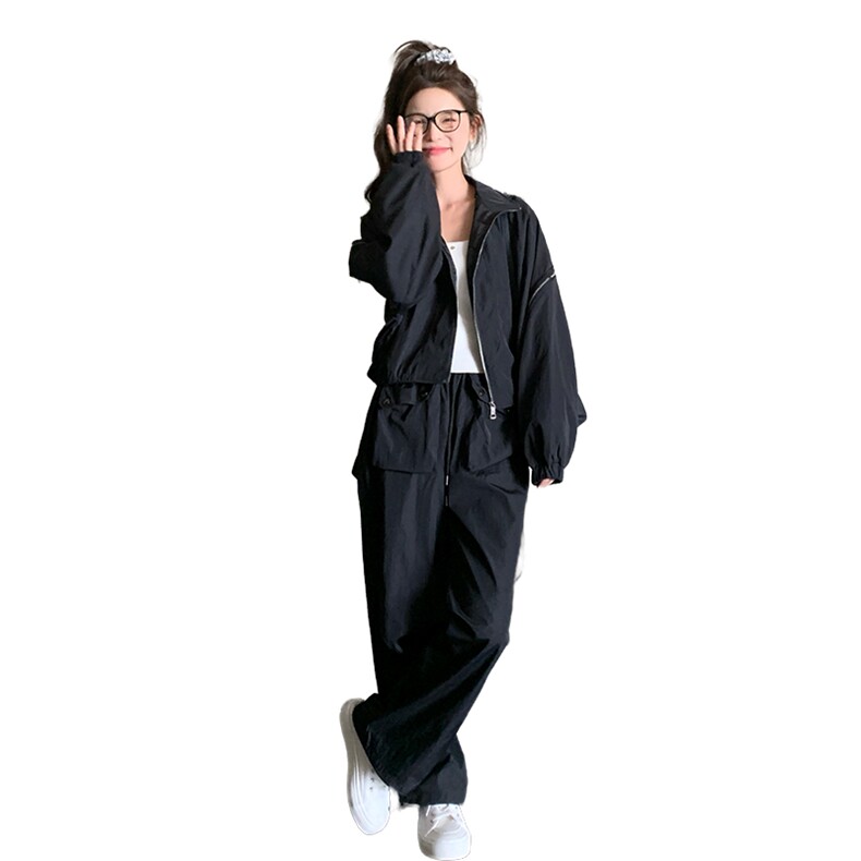 【新款】设计感时髦休闲高腰工装运动套装088-9905p145控198,女装套装/套裙,2C088