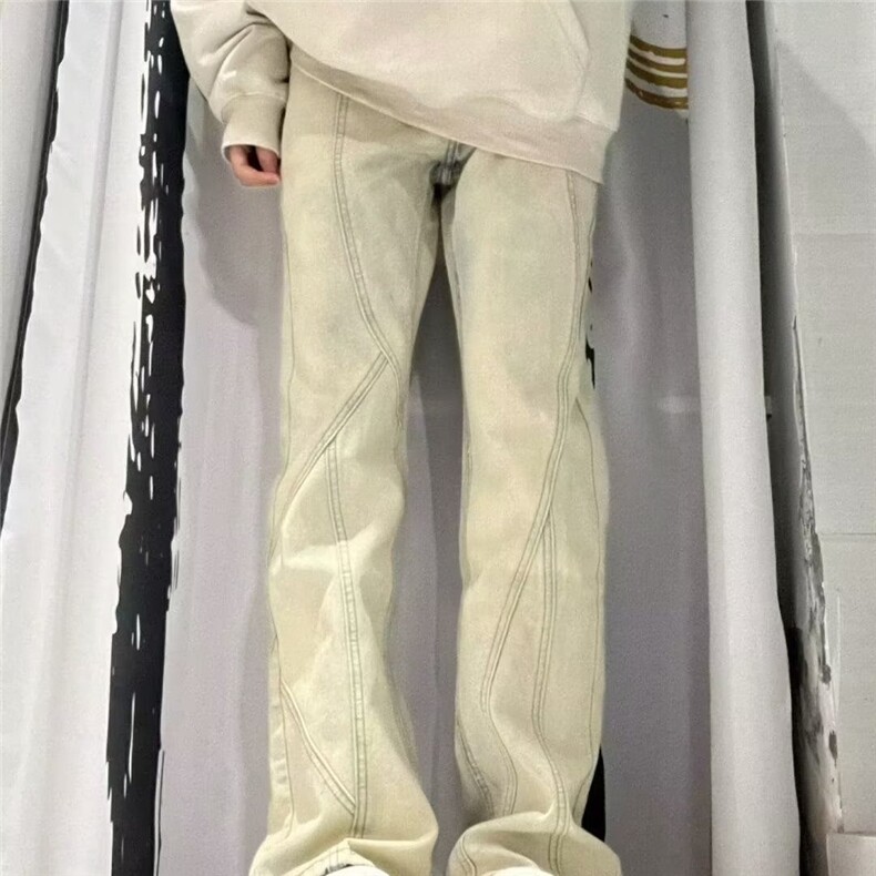 美式复古黄泥染做旧牛仔裤女小众高腰宽松直筒阔腿裤NZA6633-p45,男装牛仔裤,星座1008