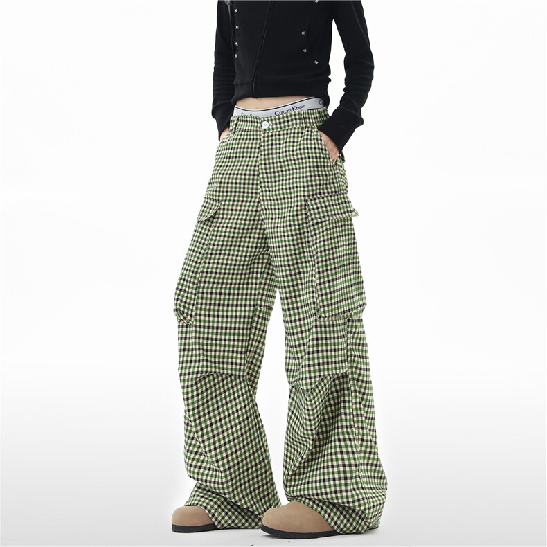 【现货】XZ612-N9033-特P49半松紧内包边多口袋褶皱休闲格纹西裤，男装西裤，星座612