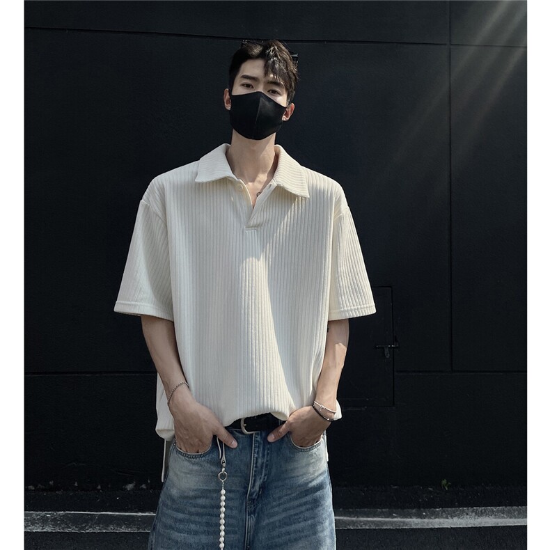 夏装2025新品300克重磅坑条翻领POLO衫男装夏季短袖T恤S403-特P38图片
