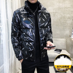 312A-9908-P185 2025冬季新款时尚羽绒服短款外套男80%白鸭绒F图片