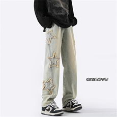 XZ616春季新款黄泥色星星牛仔裤TY517P55控68，男装牛仔裤，星座512A（原616）
