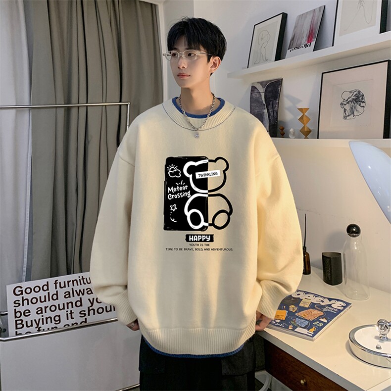 假两件毛衣男大码加绒针织衫男毛线衣M80352-P55加绒P70,男装针织衫/毛衣,电商A040