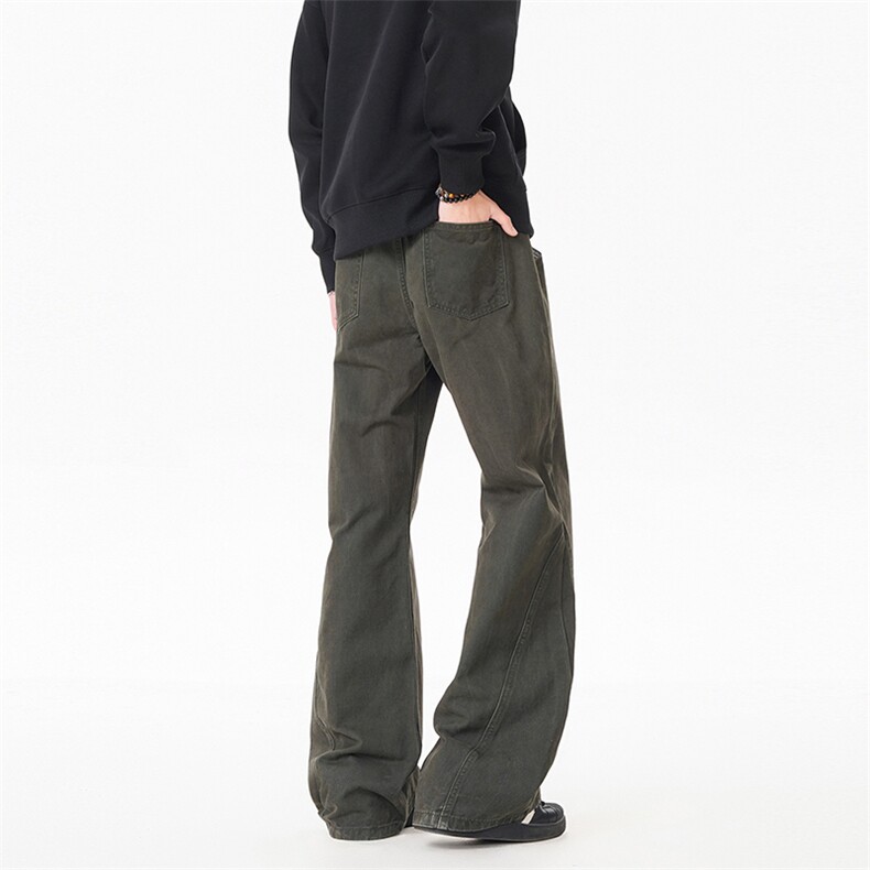 B221美式ins高街暗黑纯色拼接休闲洗褪牛仔裤LK25612-特P50控88，男装牛仔裤，电商B221