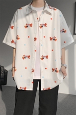 8XL-M腊肠狗花衬衫男短袖夏季冰丝薄款花衬衣寸衫外套DC28003P38，男装T恤，电商B312