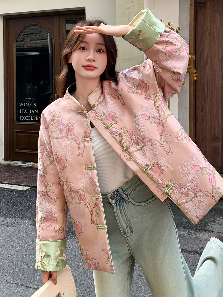 现货！2607A款新中式提花刺绣短款轻薄羽绒服女,女装羽绒服,衣秀之家