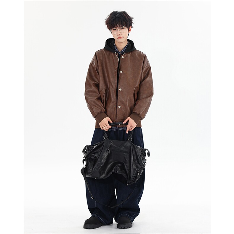 复古时尚休闲宽松情侣皮衣夹克外套XZ402-2P95控128JK729,男装皮衣,星座402-2