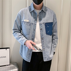 2025新款秋季牛仔衬衫男长袖工装潮牌夹克外套A313-1-C821-P115，男装夹克，电商A313-1