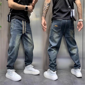 春秋休闲裤男新款宽松阔腿裤哈伦潮牌长裤裤痞帅工装牛仔裤男图片