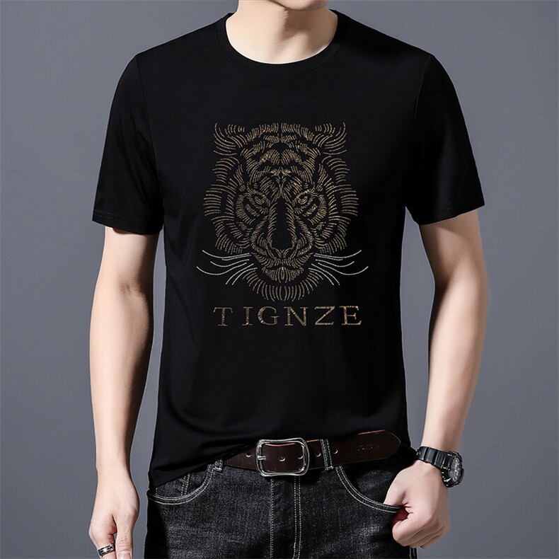 HP8078夏季新款男士T恤衫简约印花男士短袖圆领通勤男装,男装T恤,电商B360