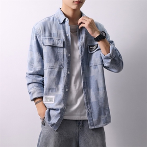 秋季流行男牛仔衬衣宽松休闲长袖衬衫外套XZ310B-3-CY953-P60图片
