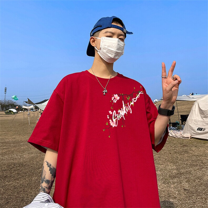 可设48小时发货支持抖音得物来样二开230克重磅美式短袖t恤MT343,男装T恤,电商A486