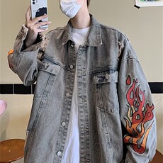 春秋季牛仔外套男潮牌大码夹克韩版宽松复古上衣AX0016-P45，男装工装外套，星座208-5