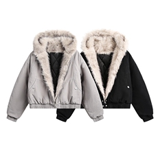 现货高品质美式高街冬季重磅硬挺短款座山雕毛领棉衣男女加厚外套，男装棉衣，电商A443