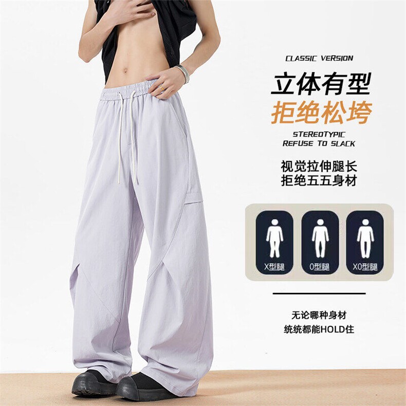 弯刀裤子男款夏季美式潮牌宽松直筒痞帅休闲阔腿长裤ZL83-P40图片