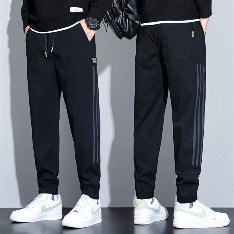 CK666-p42新款条纹厚款休闲裤男秋冬港风宽松高街直筒运动裤，女装休闲裤，星座224-3