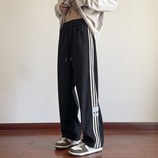 春季三条杠休闲裤男直筒宽松男士运动裤抽绳长裤A266-KZ916-P50，男装休闲裤，电商A266