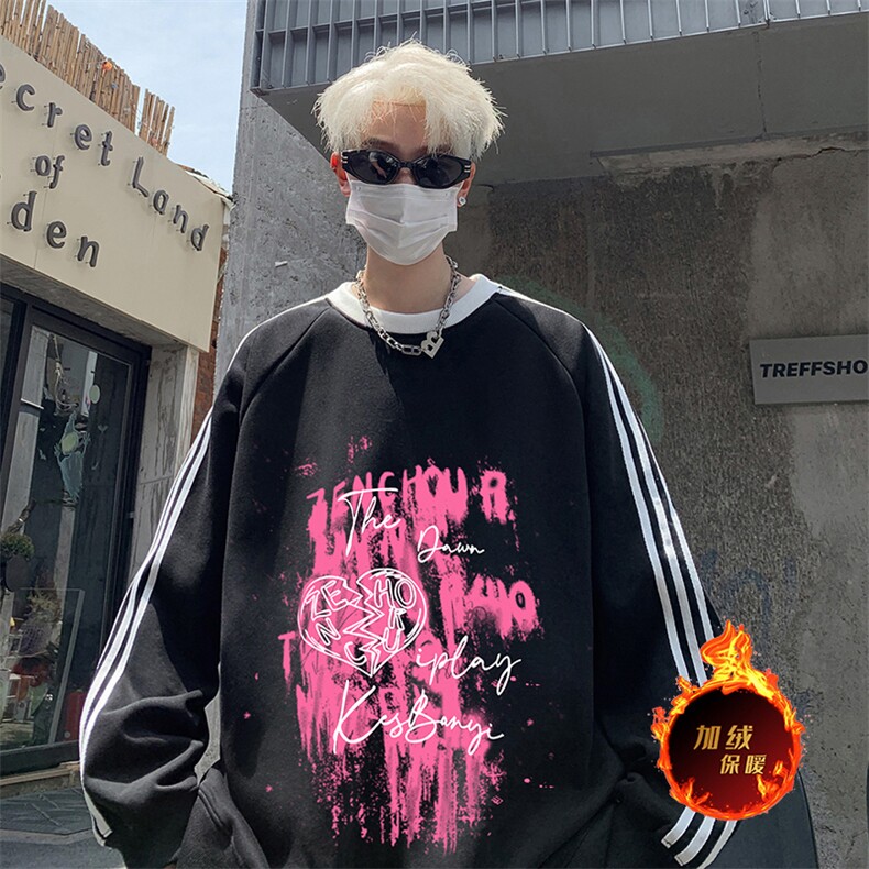 抖音得物高品质重磅全棉二开支持退换360克宽松织带圆领卫衣0505,男装卫衣,电商A486