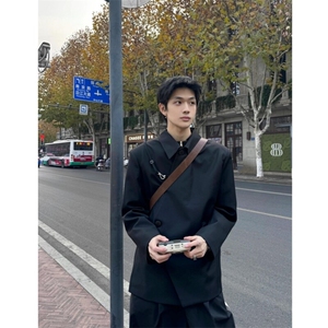 现货自制TWOWUS不对称高级感翻领小西装新中式休闲西服图片